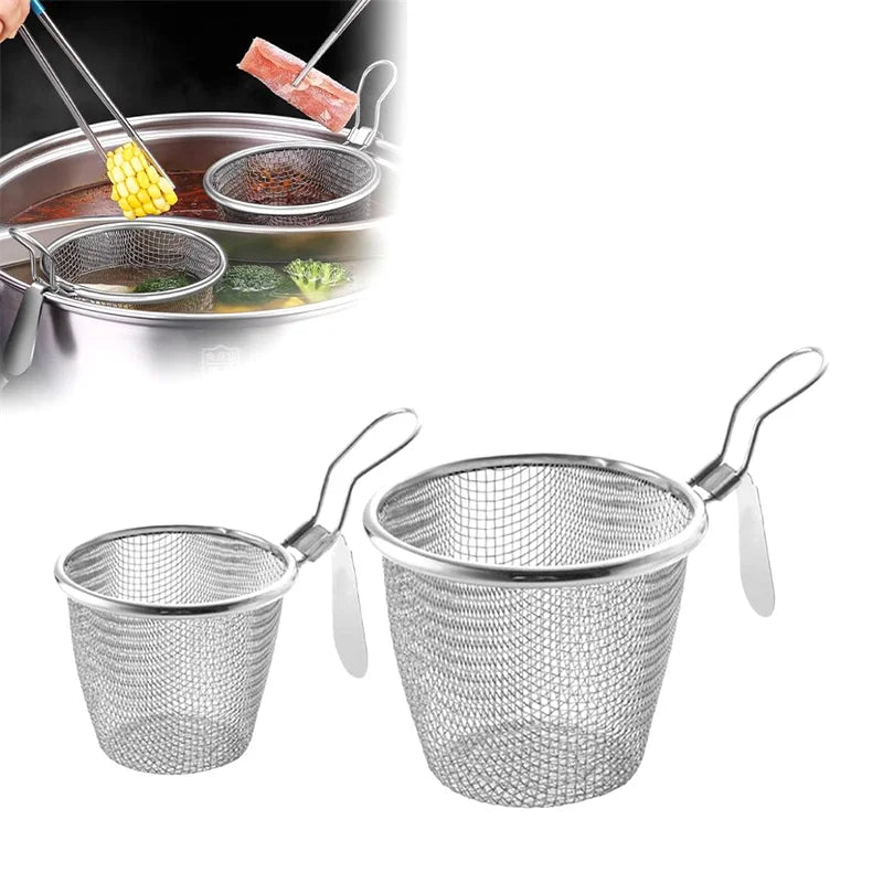 Stainless Steel Mesh Net Strainer Basket Colander Pot Boil Food Qme