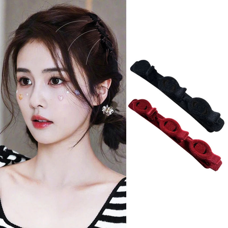 High-quality Solid Braided Hair Clip Fragrant Forehead Flock Accessory Qme