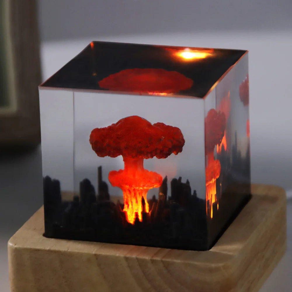 DIY Handmade Resin Explosion Mushroom Cloud Night Light Decoration Qme