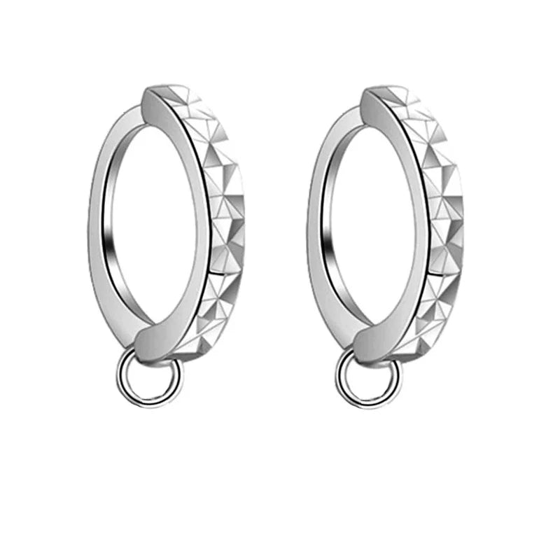 20PCS Genuine 925 Sterling Silver Color Girls Women Hoop Earrings DIY Components Jewelry Findings for Handmade Qme Rhodium With Ring