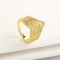 Luxury Shiny Zirconia Geometric Open End Adjustable Ring Punk Style For Women Men Daily Party Finger Jewelry Fashionable Gifts Qme Gold 1 resizable