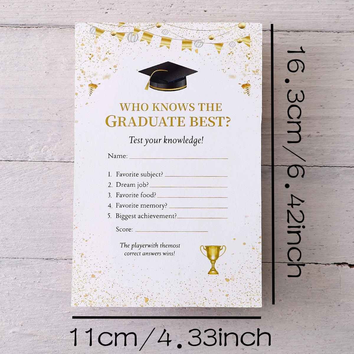 10/20/30Pcs Graduation Bunting, Hats, Trophies Style Games Card Tabletop Game for Students Grad Celebration Supplies Qme