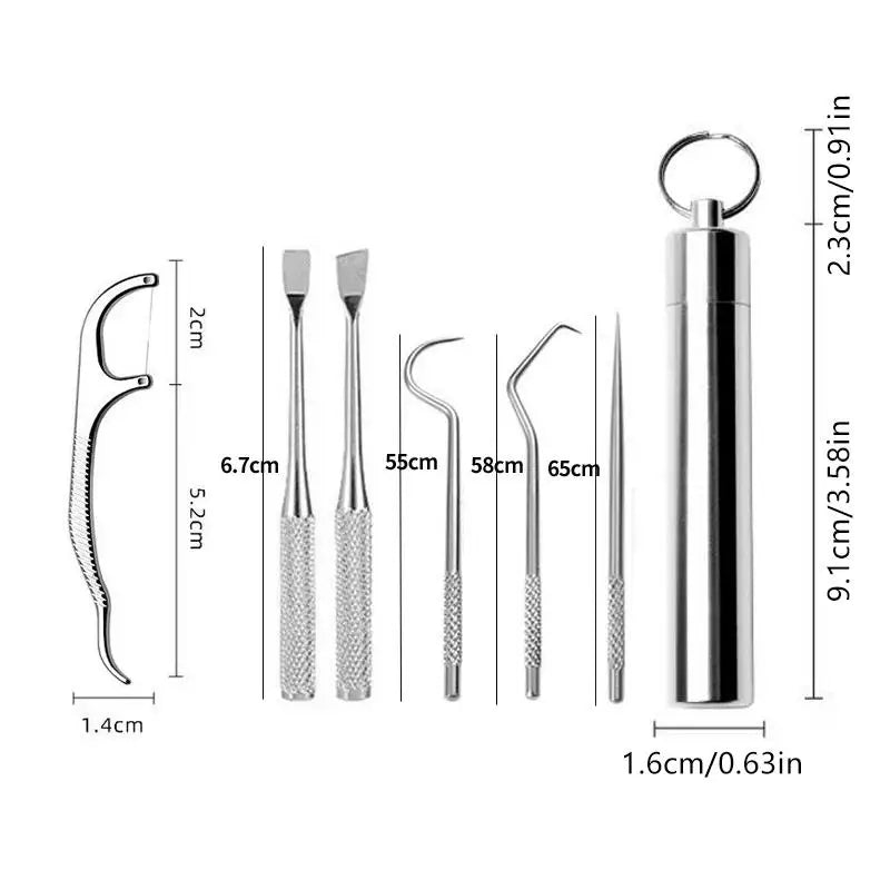 Metal Toothpicks Tooth Cleaningtool Storage Tube Stainless Steel Qme