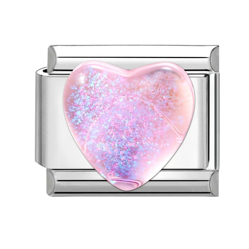 2026 Women Romantic Red Pink Love Heart Italian Charm Links Fit 9mm Bracelet Stainless Steel DIY Making Jewelry Gift Wholesale Qme Style 20