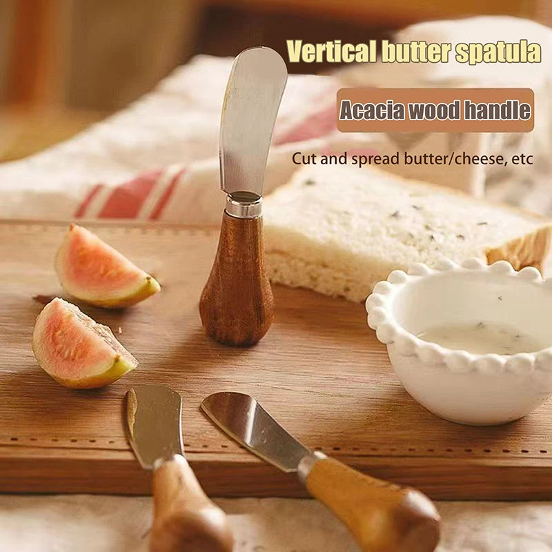 Cheese Spreader Jam Baking Tools Stainless Steel Knives Fork Wooden Qme