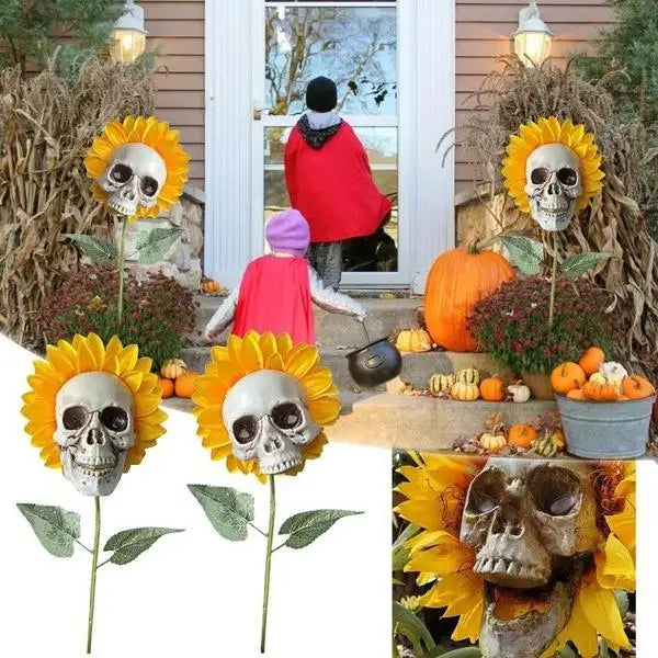 Creepy Skull Sunflower Flowers Skull Festival Art Craft Garden Decoration Simulation Flower Ornaments Halloween Decorations Qme