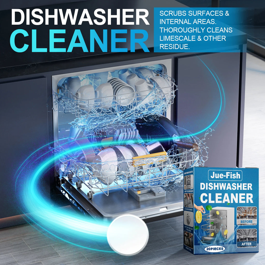 Dishwasher Cleaning Tablets Deep Removing Grease & Limescale Reduce Odors Fresh Lemon Aroma Powerful Cleaner Deodorizer Tablets Qme