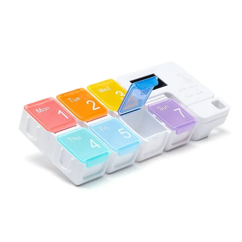 Automatic Light Pill Dispenser - Provides A Weekly Timer with Vibration and LED Reminders for The Elderly Qme