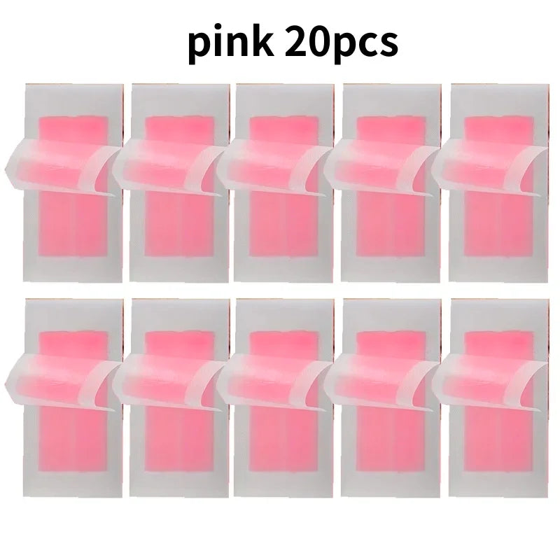 6 Hair Removal Wax Strips Cold Paper Face Arm Leg Body Skin-friendly Qme 20 pcs Pink
