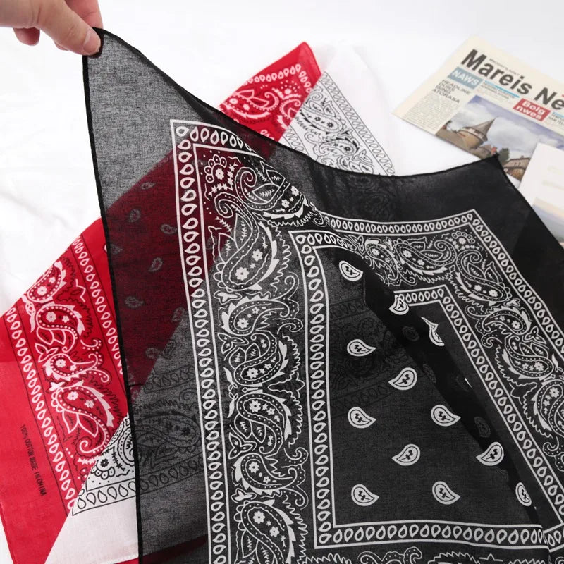 Unisex Cotton Bandana Kerchief Hip Hop Black Hair Band Neck Scarf Qme
