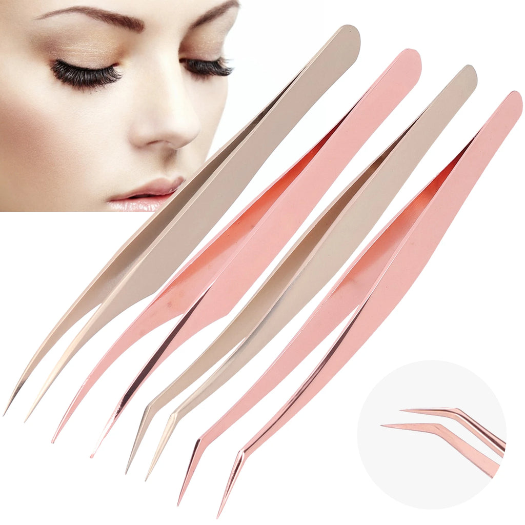 False Eyelashes Grafting Tweezers Fine Tip Stainless Steel Eyelash Extension Tool Tweezers Eyelash Extension Tweezers Qme
