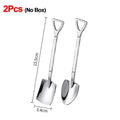 Stainless Steel Shovel Spoon Cutlery Coffee Tea Spoon Ice Cream Dessert Fruit Party Scoop Teaspoon Kitchen Tableware Cutlery Set Qme MIX-2PCS