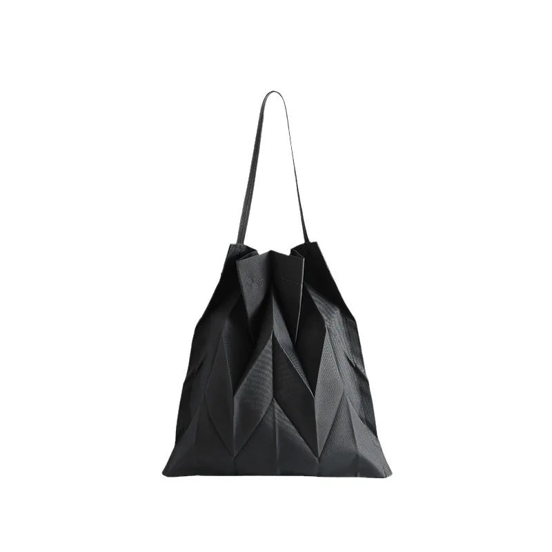 Hevron Pattern Foldable Tote Bag Lightweight Vegan Leather Crossbody Qme