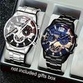 Geneva Three-Window Large Dial Men's Steel Band Sports Quartz Watch, Silver and Black Business Casual Men's Watch Qme Silver and Black