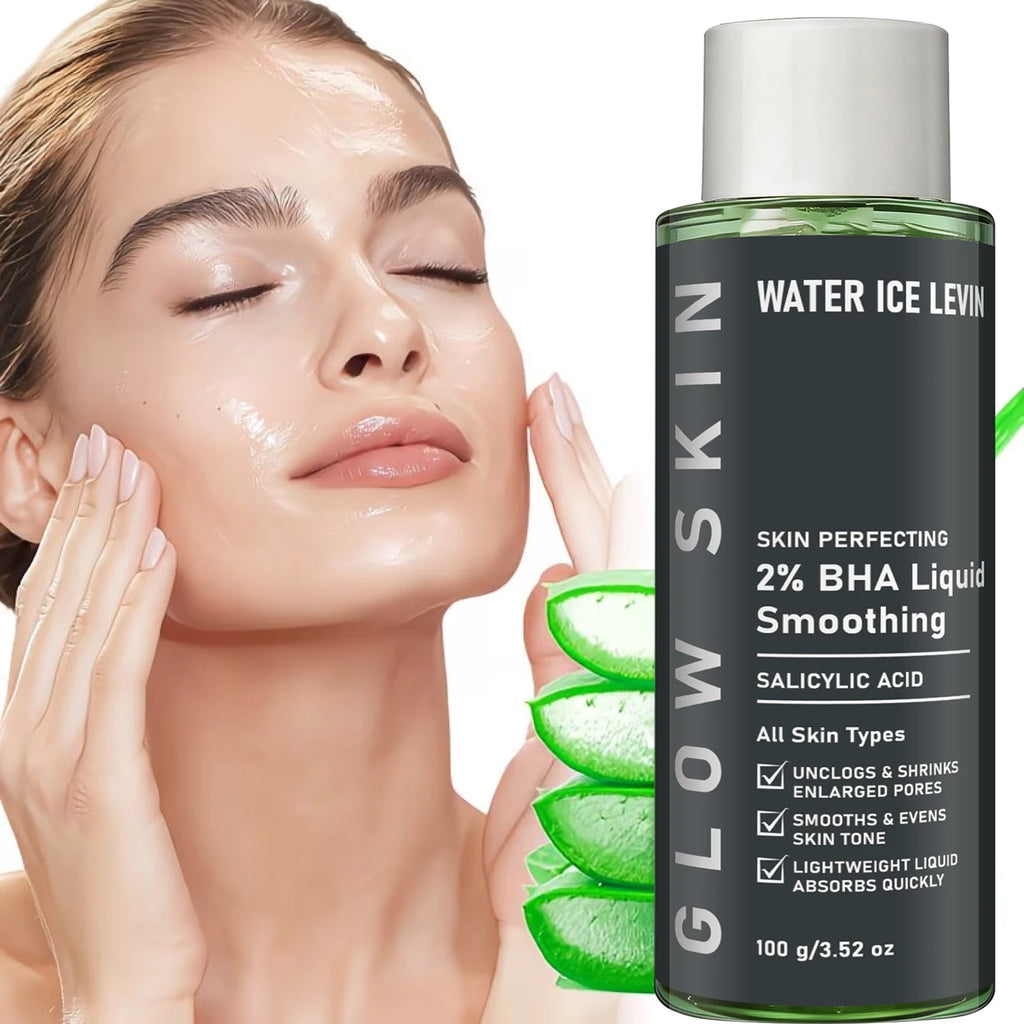 Glow Skin 2% Salicylic Acid BHA Liquid Gel, Aloe Vera Collagen Hydrating Shrink Pores Smooth Facial Care Qme