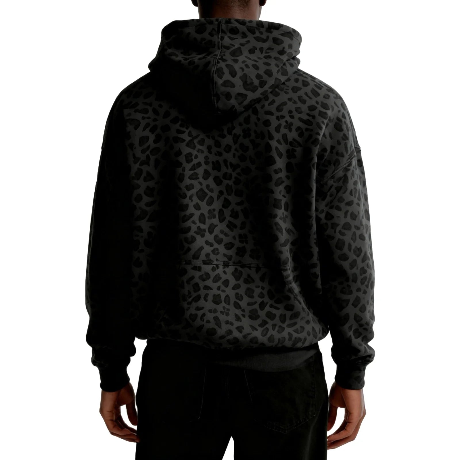 Men's and Women's High Street Casual Soft and Comfy Sports Long-sleeved Sweatshirt Fashion Leopard Printed Daily Hooded Top Qme