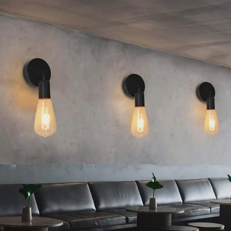 E27 Nordic Modern Wall Lamp Iron Black Indoor Lighting Bedside Bathroom Bedroom Lamp Sconce Wall Light Fixture Decor Industrial Qme