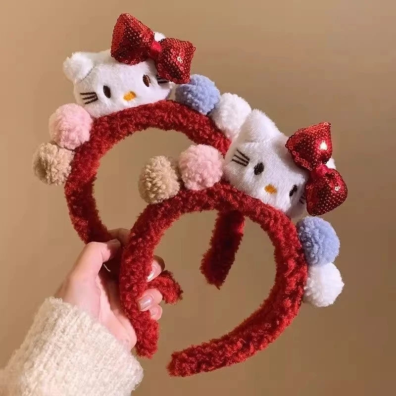 Hello Kitty Sweet Cartoon Headband Cute Bow Versatile Hair Accessory Qme