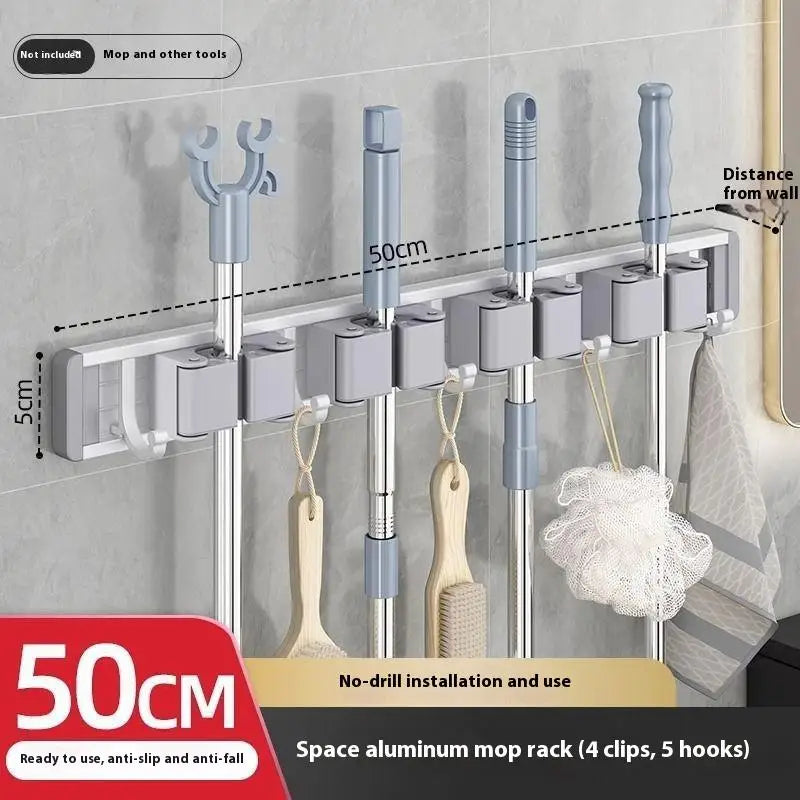 Mop Clip Stand Brush Rack Hanging Pipe Hook Kitchen Storage Bathroom Qme Silver 5hook