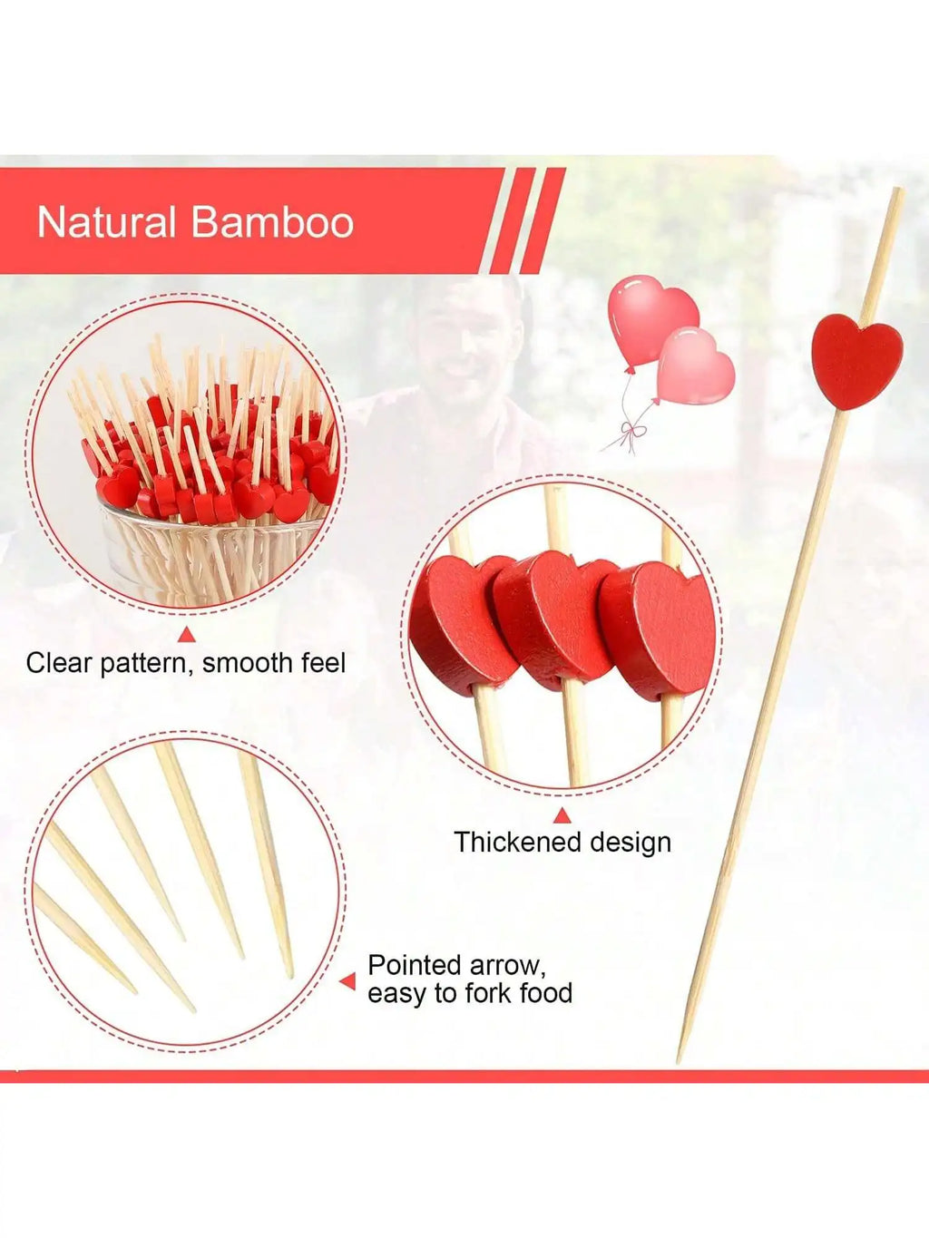 Red Heart Cocktail Picks 4 7 Long Fruit Sticks Food Toothpicks Qme