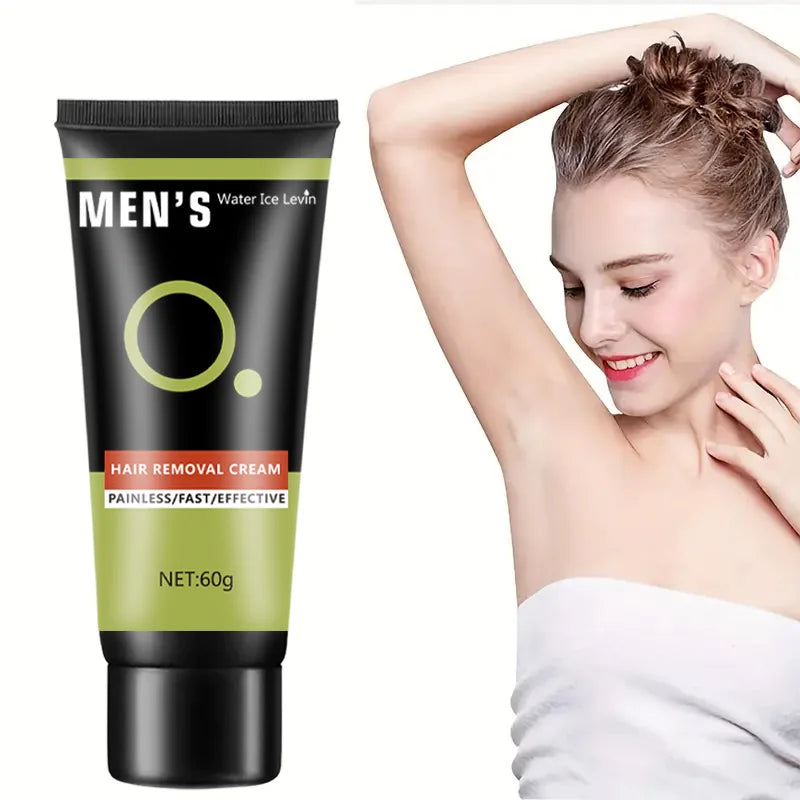 Hair Removal Cream - Gentle and Effective, Suitable for Chest, Arms, Beard, and Underarms, No Need for Rinsing, 60g Qme