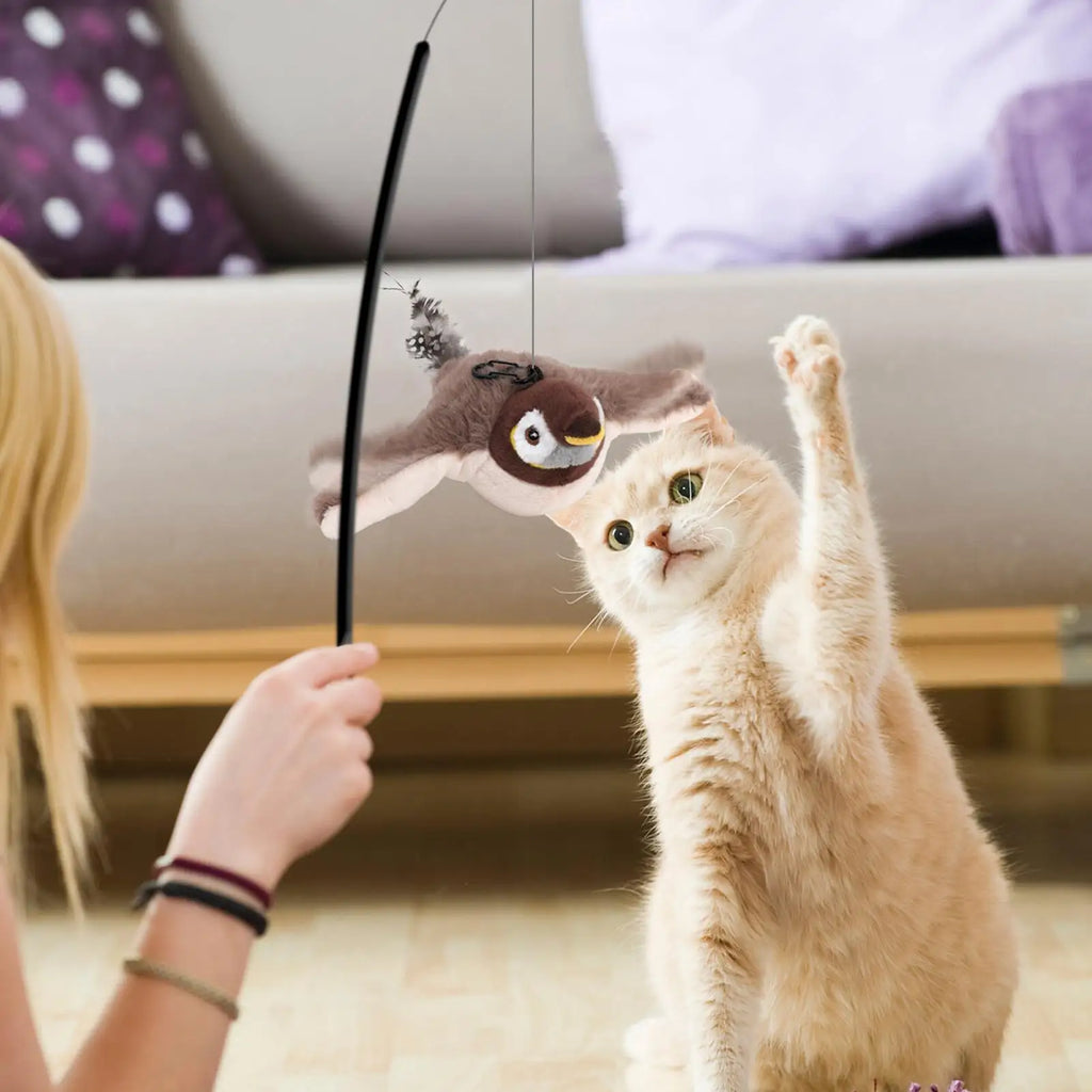 Chirping Bird Cat Toy Cat Toy Simulation Bird Toy Sparrow Flapping Wings Kitten Toys Vivid Chirping Rechargeable Interactive Cat Qme