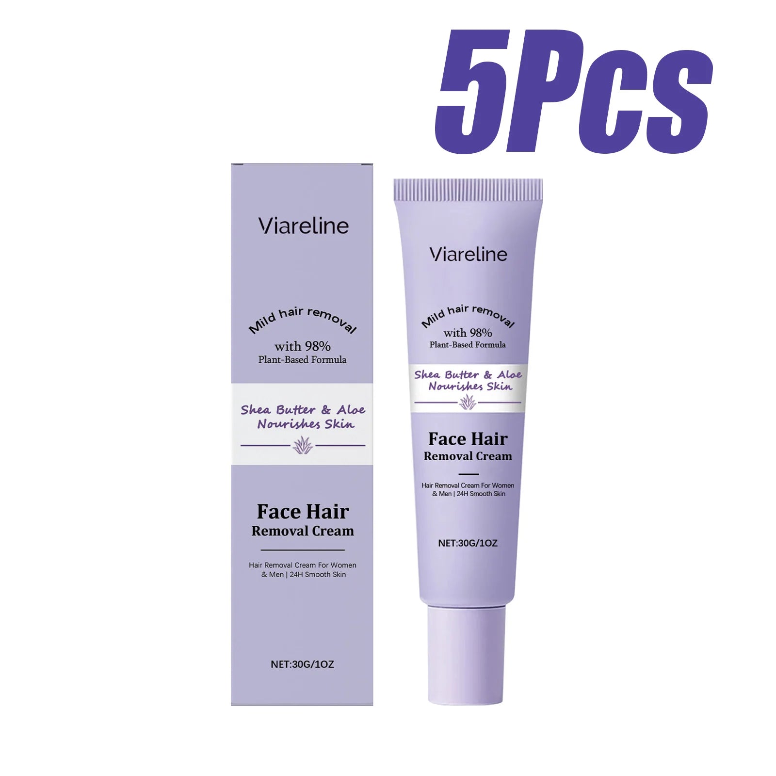 Face Hair Removal Cream Gentle Painless Facial Depilatory Remove Upper Lip Chin Sideburns Hair Non-irritating Nourish Skin Care Qme 5 x 30g Boxed