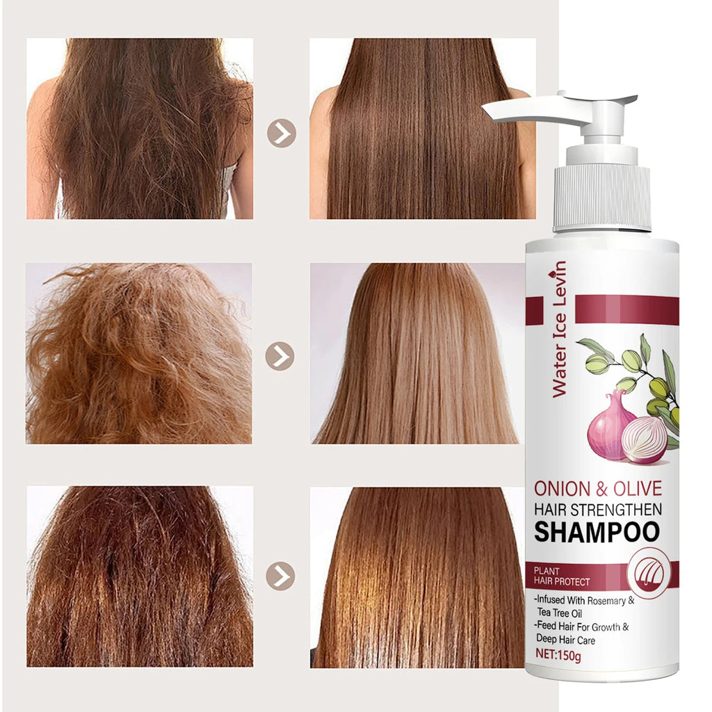 Onion & Olive Hair Strengthen Shampoo with Biotin & Rosemary Oil - Promotes Hair Growth & Deep Moisture for Dry, Damaged Hair Qme