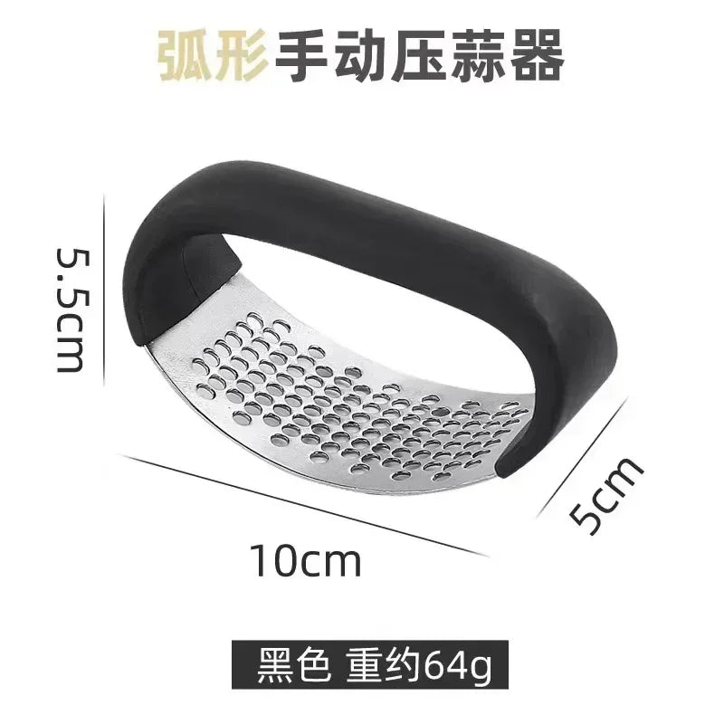 Manual Stainless Steel Garlic Mincer Crusher Press Fruit Vegetable Qme Black
