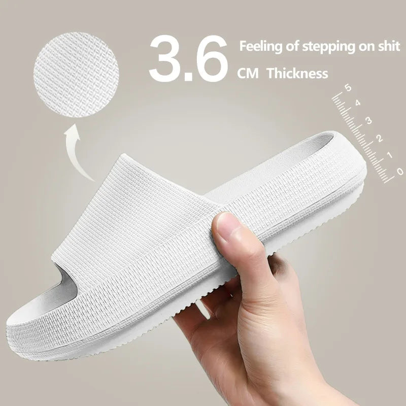New Thick Platform Pillow Bathroom Home Slippers Women Fashion Soft Sole EVA Indoor Slides Sandals Summer Non-slip Flip Flops Qme