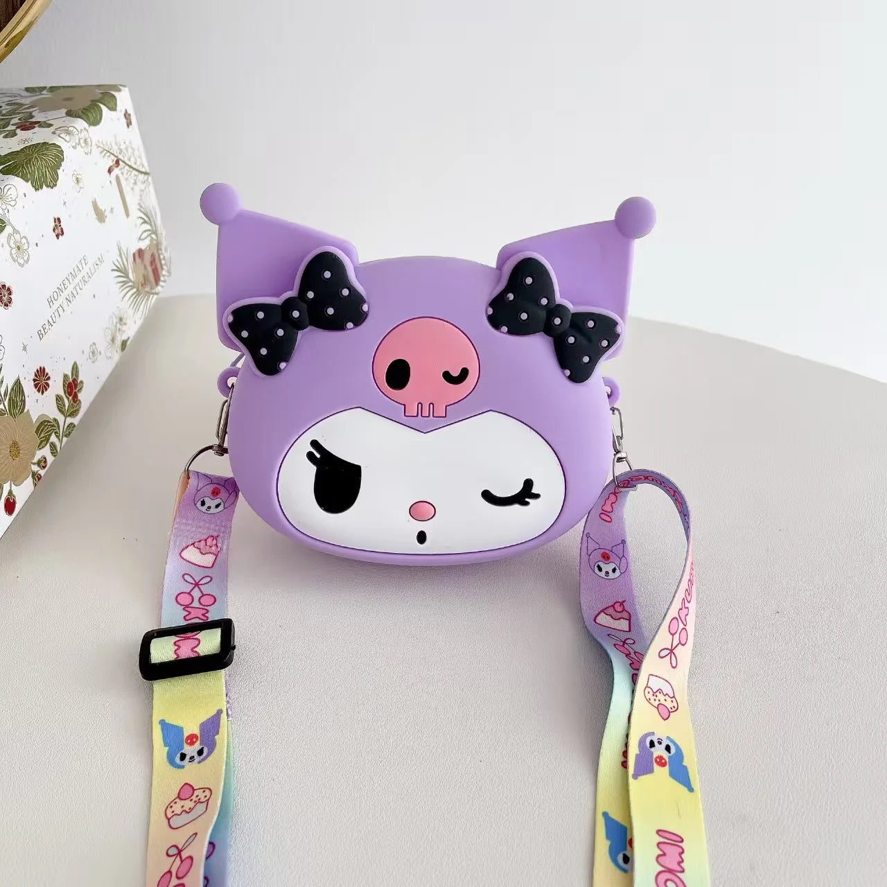 Cute Kuromi Silicone Coin Purse Sanrio Cartoon Mini Crossbody Bag Qme purple M