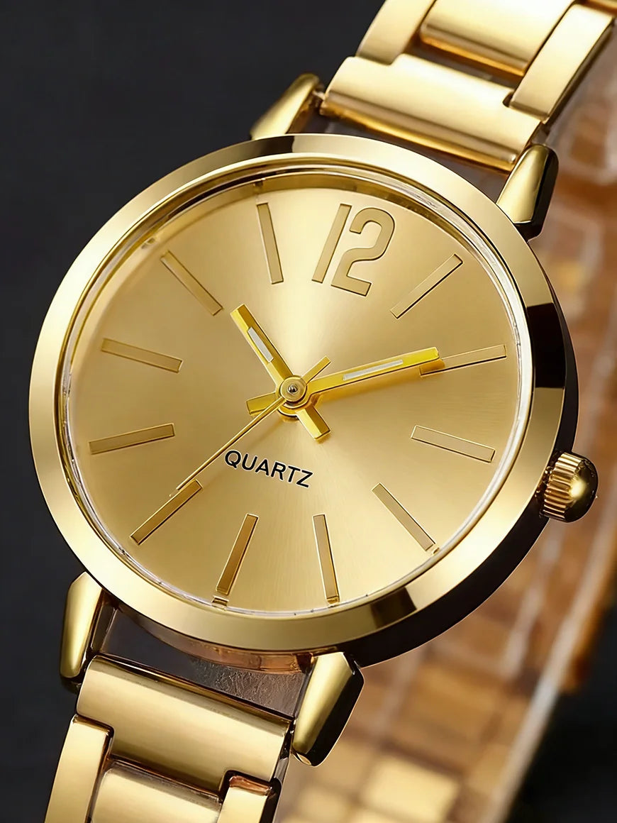 Ladies Casual Fashion Quartz Watch And Hollow out Jewelry Set Suitable for Daily Wear Holiday Outfits Birthday Gifts Qme
