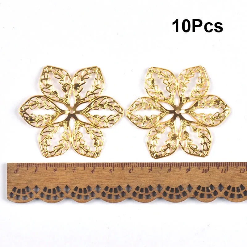 Flowers Antique Filigree Wraps Connectors For DIY Jewelry Accessories Findings Making Scrapbook Supplies Home Decor Metal Crafts Qme 55X55mm 10pcs