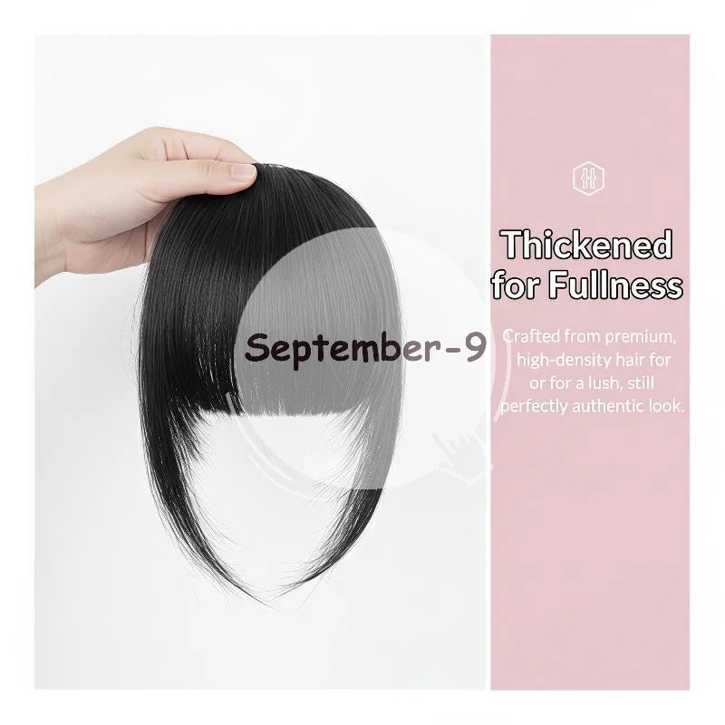 Human Hair Clip French Bangs Soft Remy Fringe Temple Cuttable Women Qme