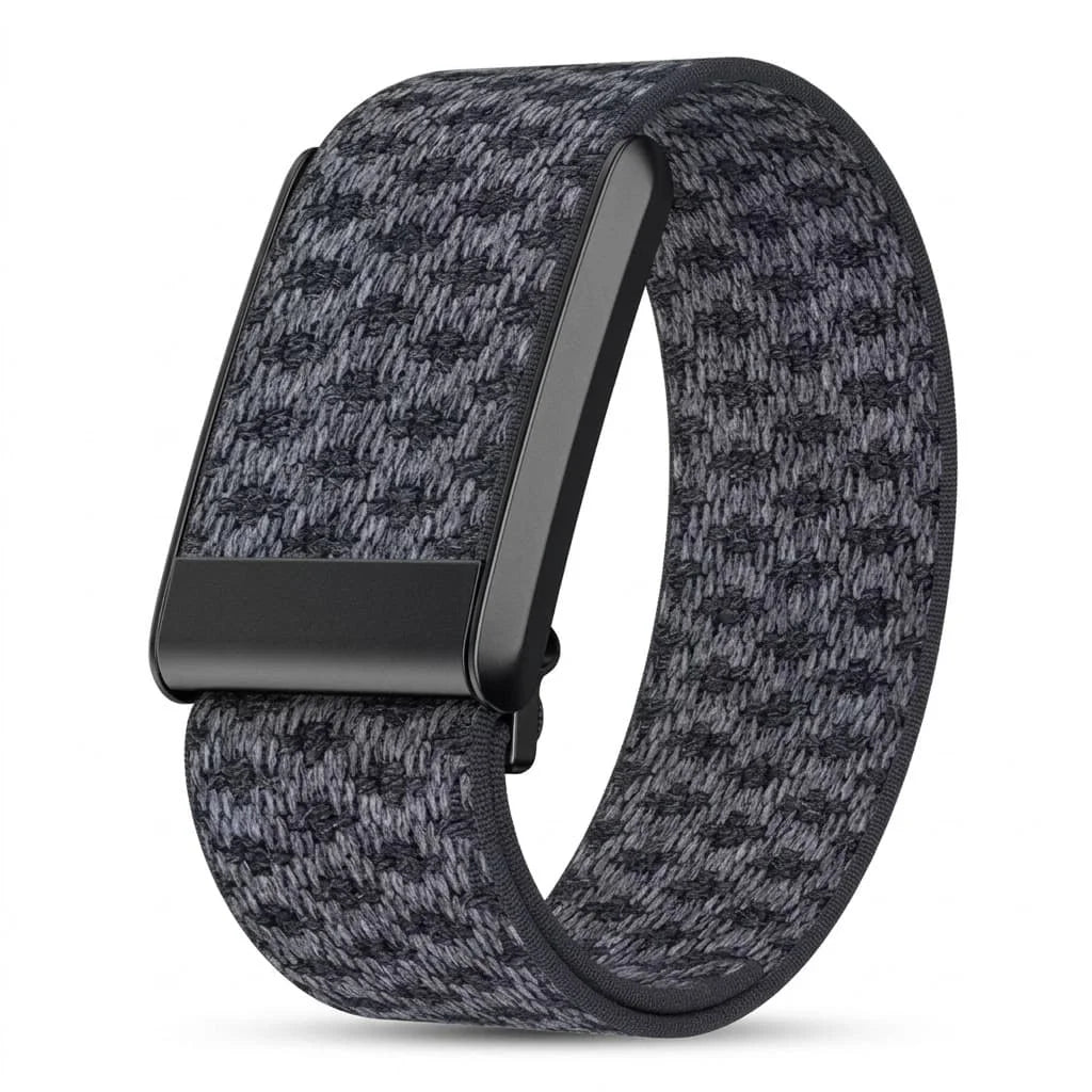 Suitable for Whoop 5.0/5.0MG Casual Nylon Sports Wristband Strap Cashmere Wool Elastic Replacement Wristband With Metal Frame Qme Black Gray-5.0
