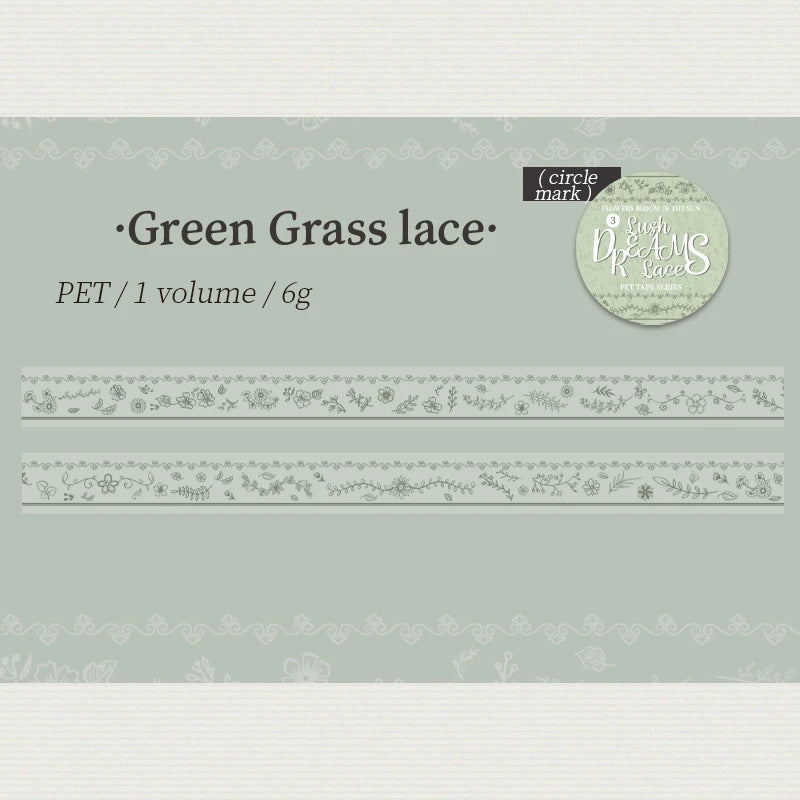 1 Roll Floral Lace Border Theme PET Decorative Washi Tape for DIY Journal, Photo Frame Collage, Scrapbook Material Qme 3