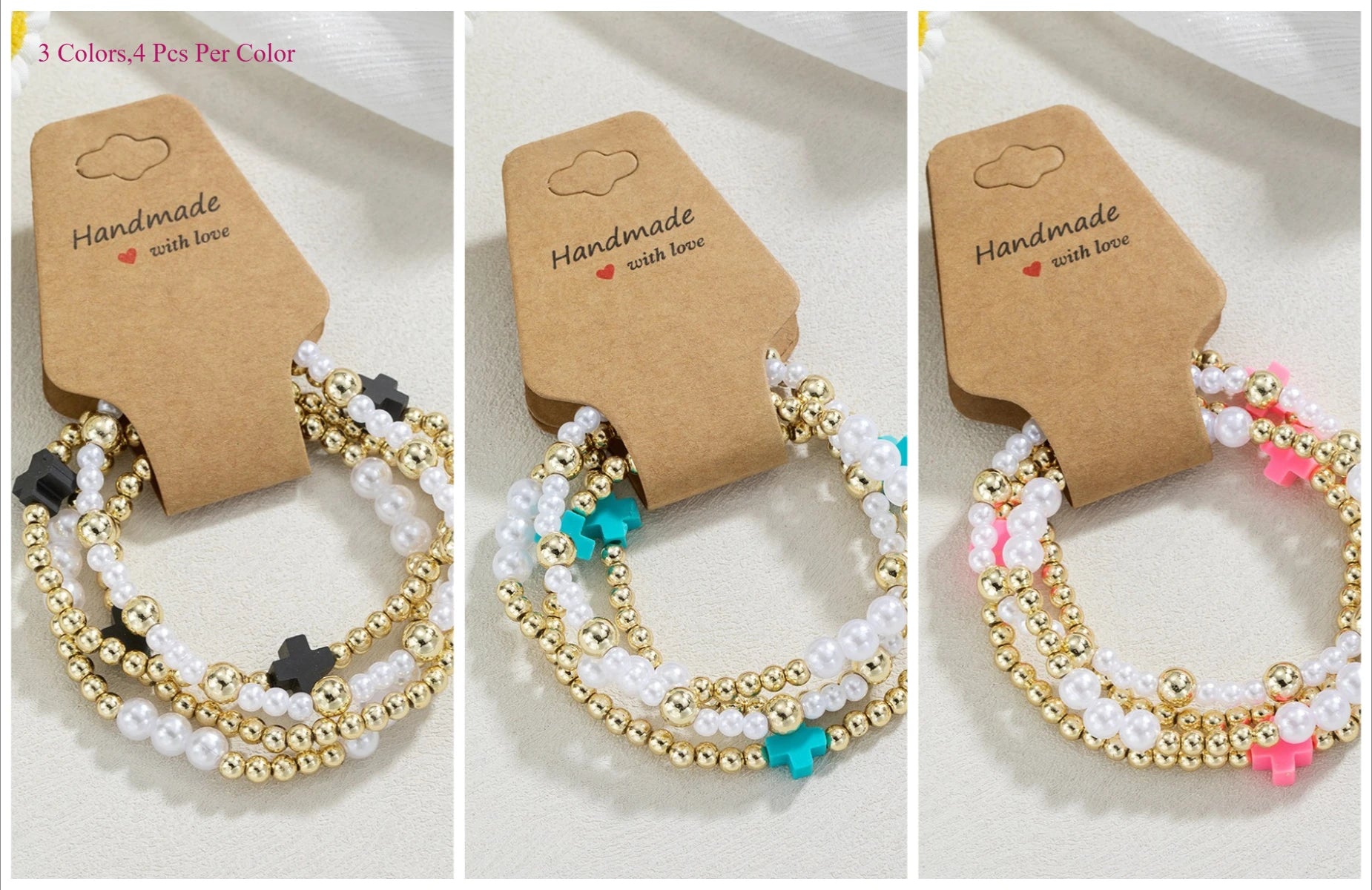 12-Piece Set Fashion Fashion Cross CCB&Seed Beaded Handmade Kraft Paper Bracelet Women Boho Stackable Wrist Jewelry Gift Qme PF-03121314