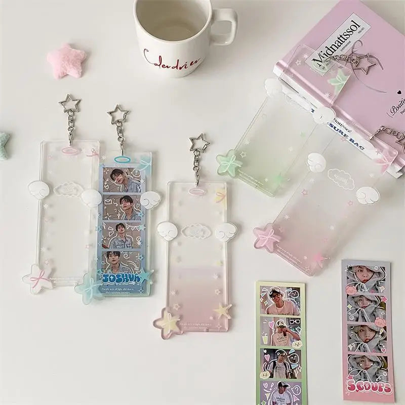 Cute Star Four-compartment Acrylic Photocard Holder Idol Photo Qme