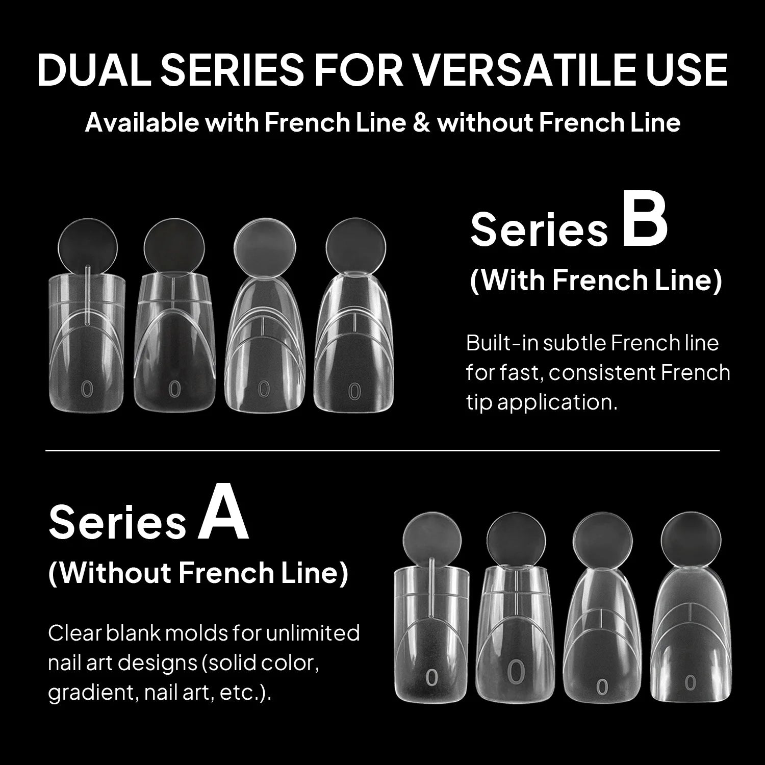 Nailpop French Line Dual Forms Nail Tips 14 Sizes Square Coffin Qme