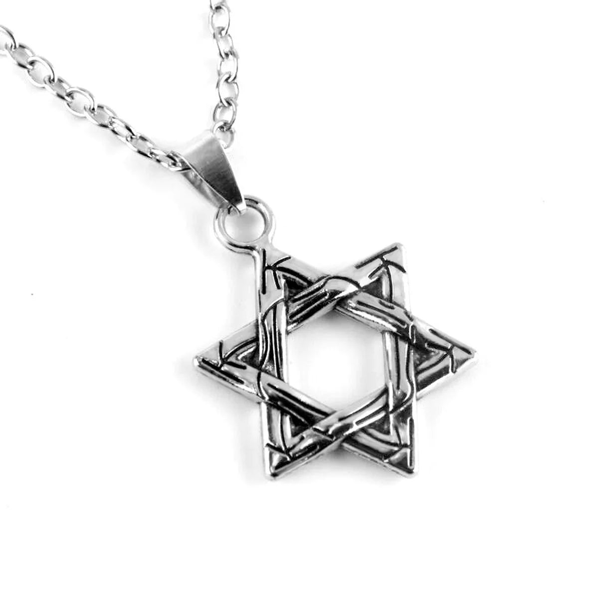 70 cm Jewelry for Men Boys Six-pointed Star of David Pendant Necklace Double-sided Retro Titanium Steel Punk Hip Hop Necklace Qme