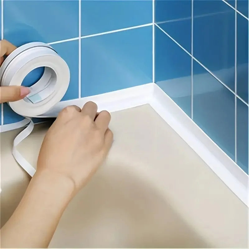 A Roll Of Three Meters Two Pvc Waterproof And Anti-Mildew Seam Adhesive, Suitable For Kitchen, Bathroom, Toilet, Corner Gap Qme