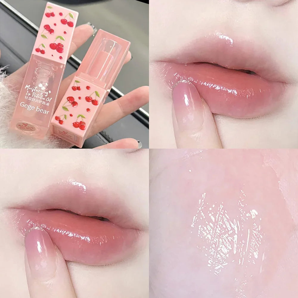 Cherry Hydrating Lip Balm Oil Gege Bear Light Moisturizing Soothing Qme