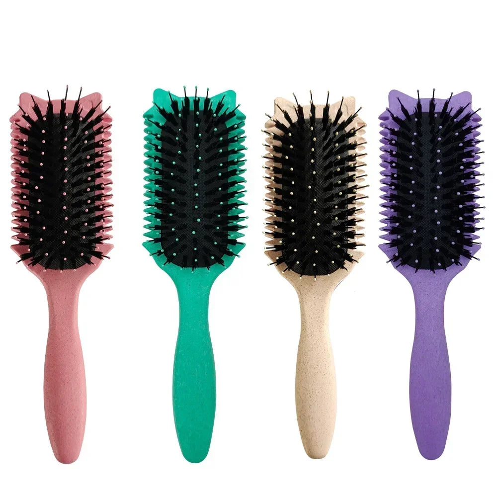 Boar Bristle Curl Defining Brush Detangling Shaping Styling Tool Qme