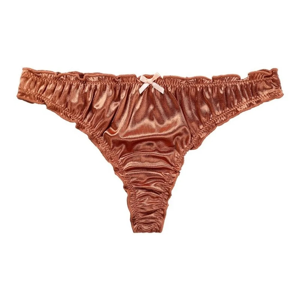 Breathable Sweet Ruffle Women's Panties Lingerie Luxury Underwear Low Qme Brown S 1pc