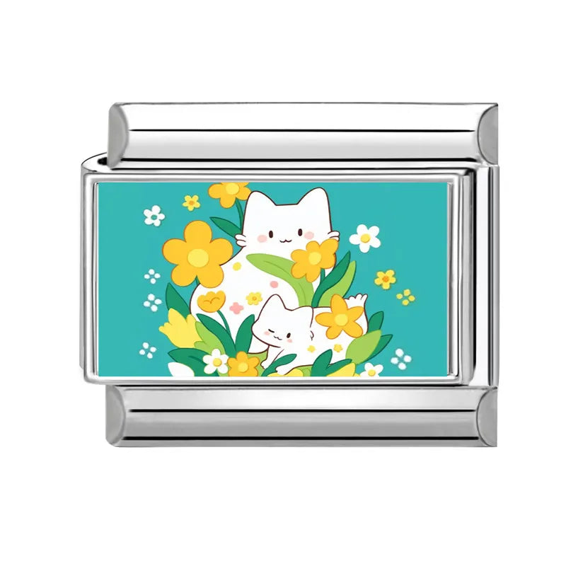 Design Cute Cartoon Animal Pet Series Cat Dog Rabbit Italian Link fit 9mm Stainless Steel Bracelet Making Gift DIY Charm Jewelry Qme Style 2