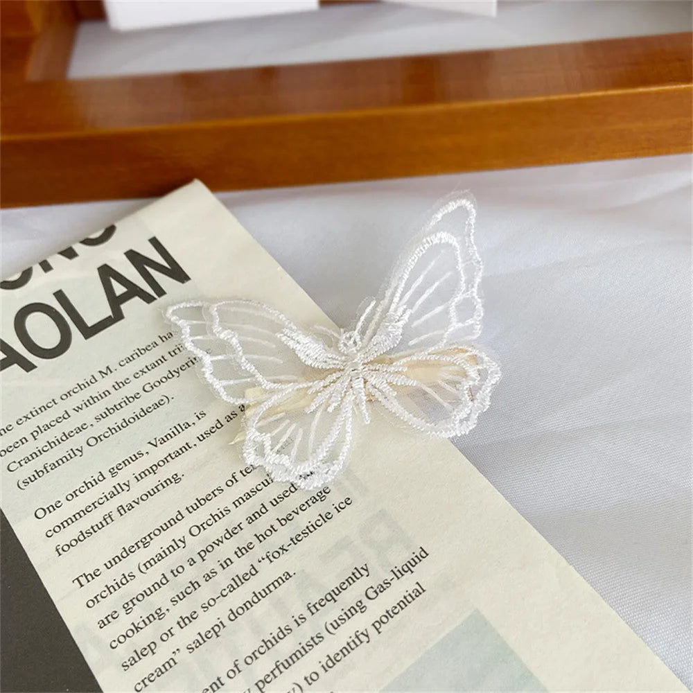 Retro Cute Embroidery Butterfly Exquisite Hairpin Girl Side Clip Top Clip Korean INS Girl Sweet Hairpin Trend Accessories Qme 1(2pcs) Size fits all