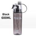 Sports Water Bottle Spray Cup Outdoor Portable Kettles Jug Large Qme black