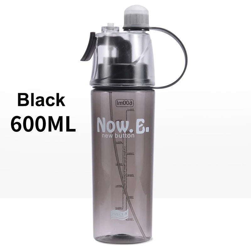 Sports Water Bottle Spray Cup Outdoor Portable Kettles Jug Large Qme black