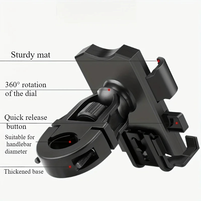 Waterproof Motorcycle Bike Mobile Phone Holder Support Universal Bicycle GPS 360° Swivel Adjustable Motorcycle Cellphone Holder Qme