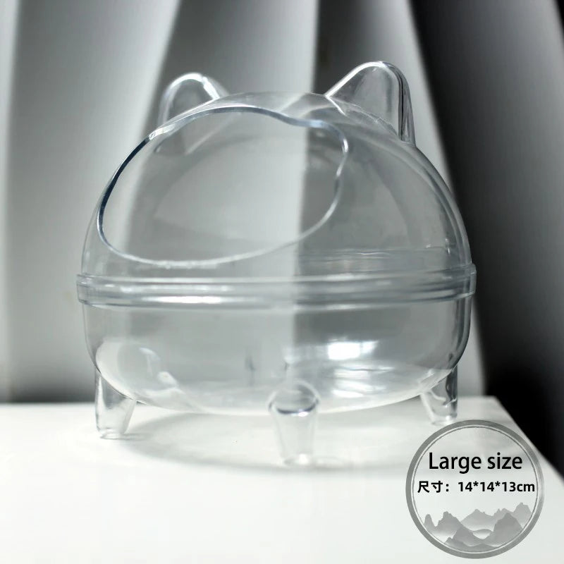 Hamster Transparent Bathroom Small Pet Sand Bath Cage Large Capacity Prevent Splash Bathing Transparent Shower Room Accessories Qme A3